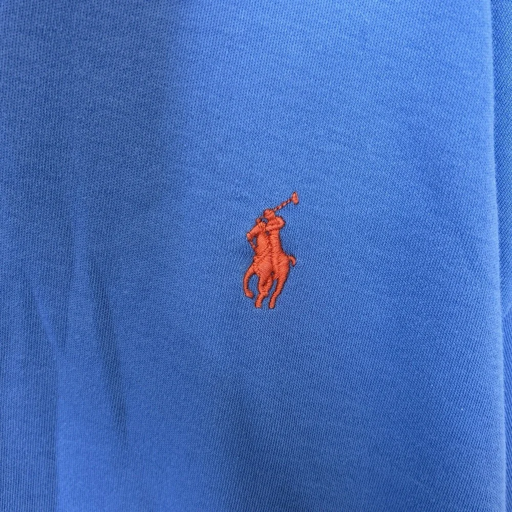 Polo Ralph Lauren Polo Shirt Men's 2XB Light Blue Solid Orange Pony Cotton Golf